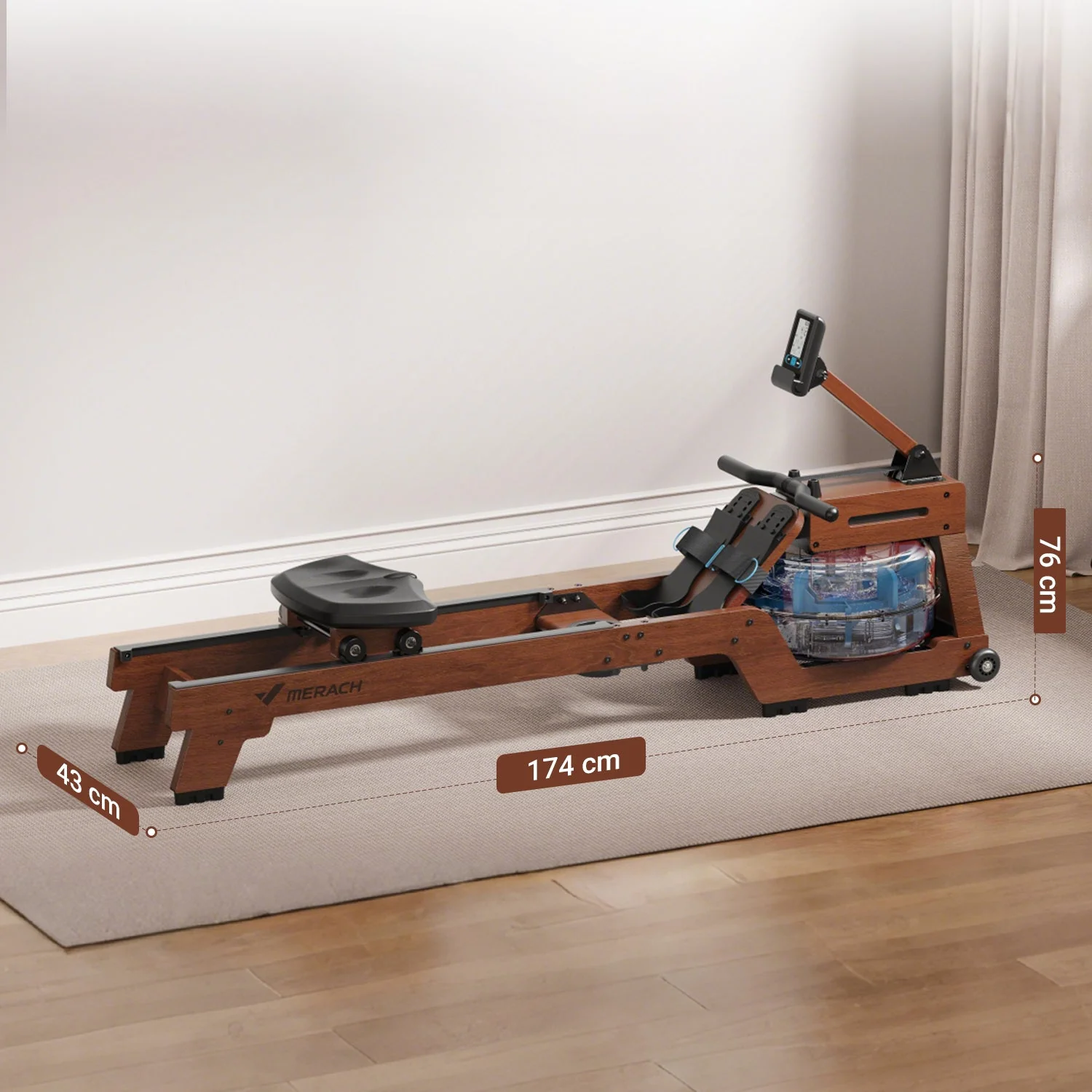Merach R14 Wood Rower with Water Resistance - Image 6