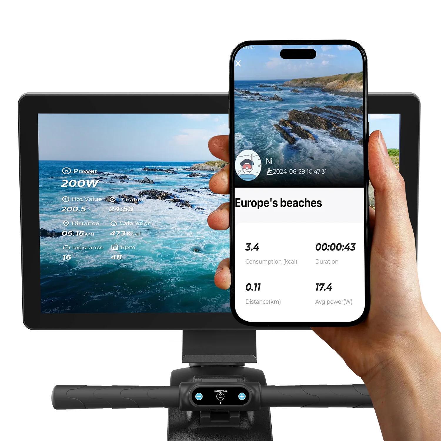 Merach Q3 Aura Rowing Machine with 21.5-inch HD Screen - Image 8