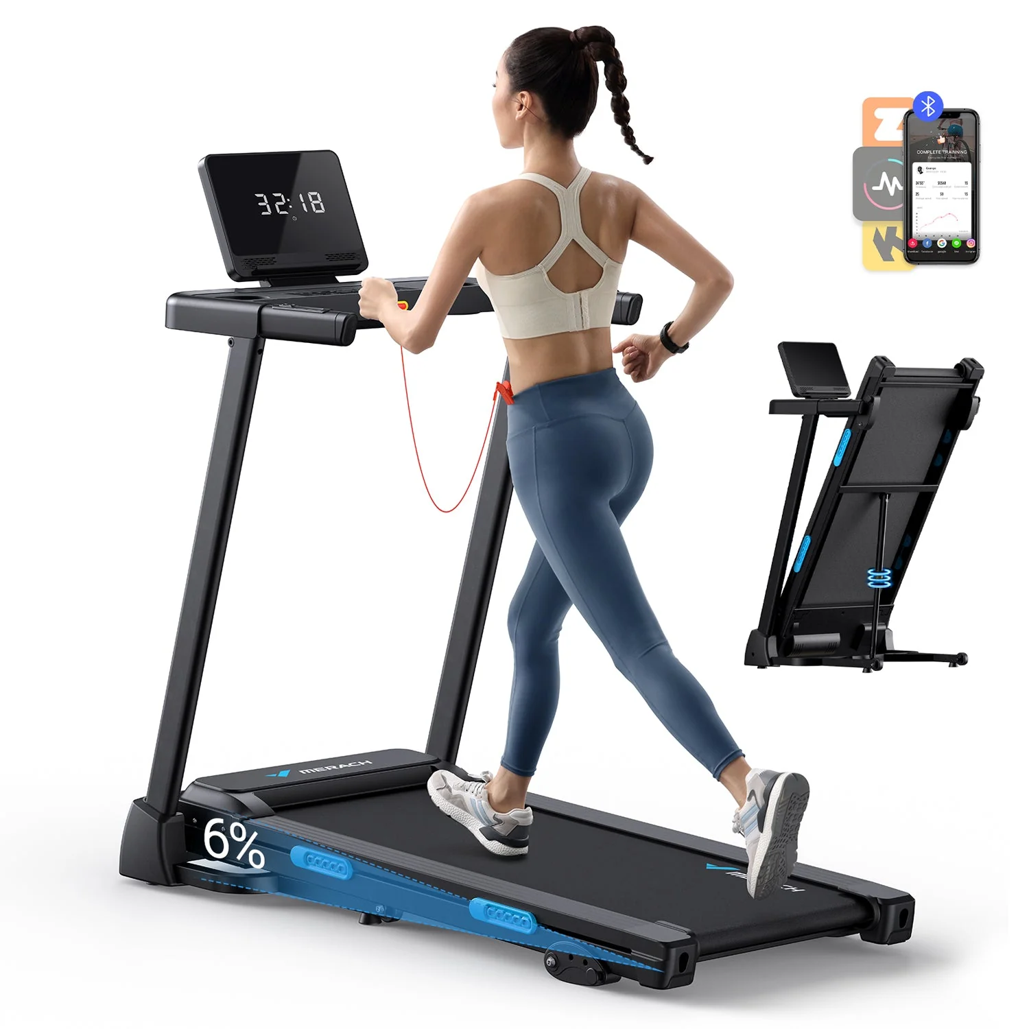 Merach T12B1 Foldable Treadmill with 6% Incline - Image 4